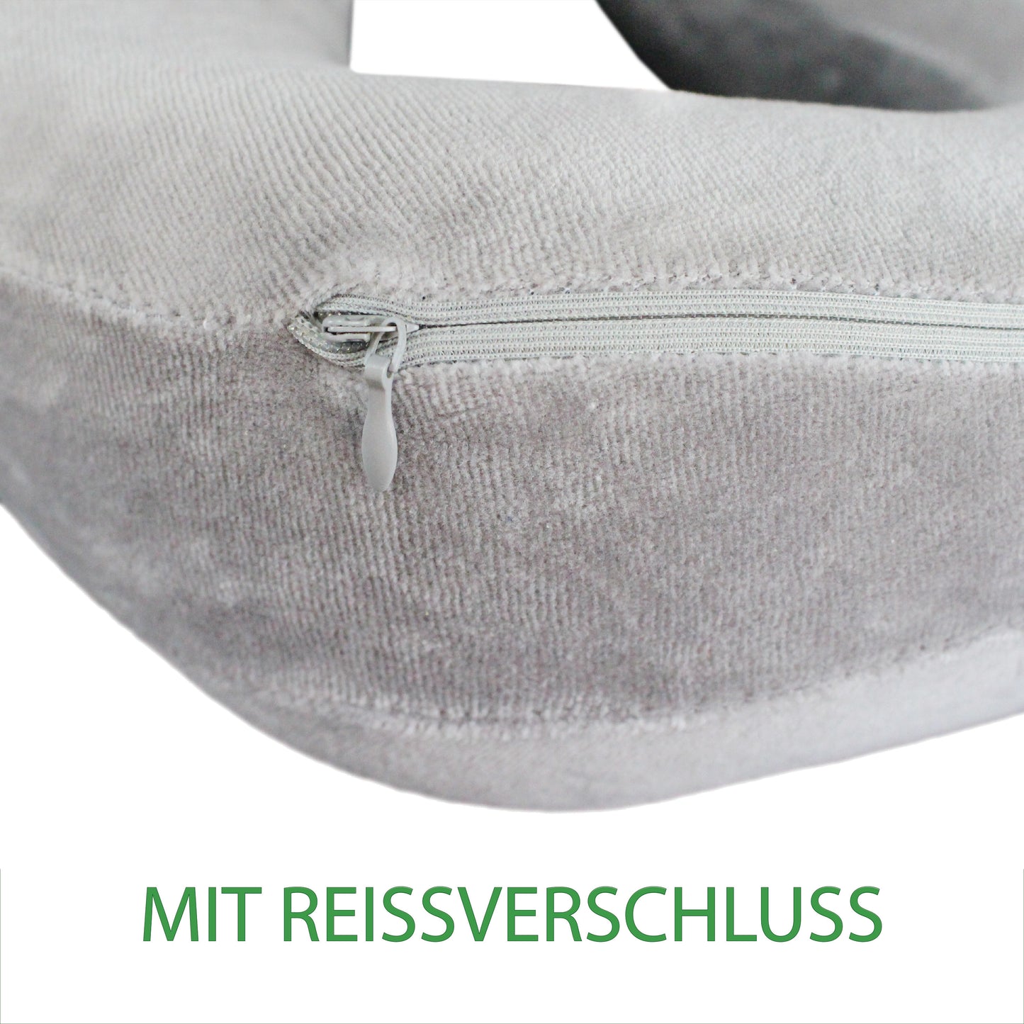 Visco Reisekissen Nackenkissen mit Memory-Foam, Baumwolle-Frottee-Bezug 27x27x13 cm