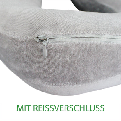 Visco Reisekissen Nackenkissen mit Memory-Foam, Baumwolle-Frottee-Bezug 27x27x13 cm