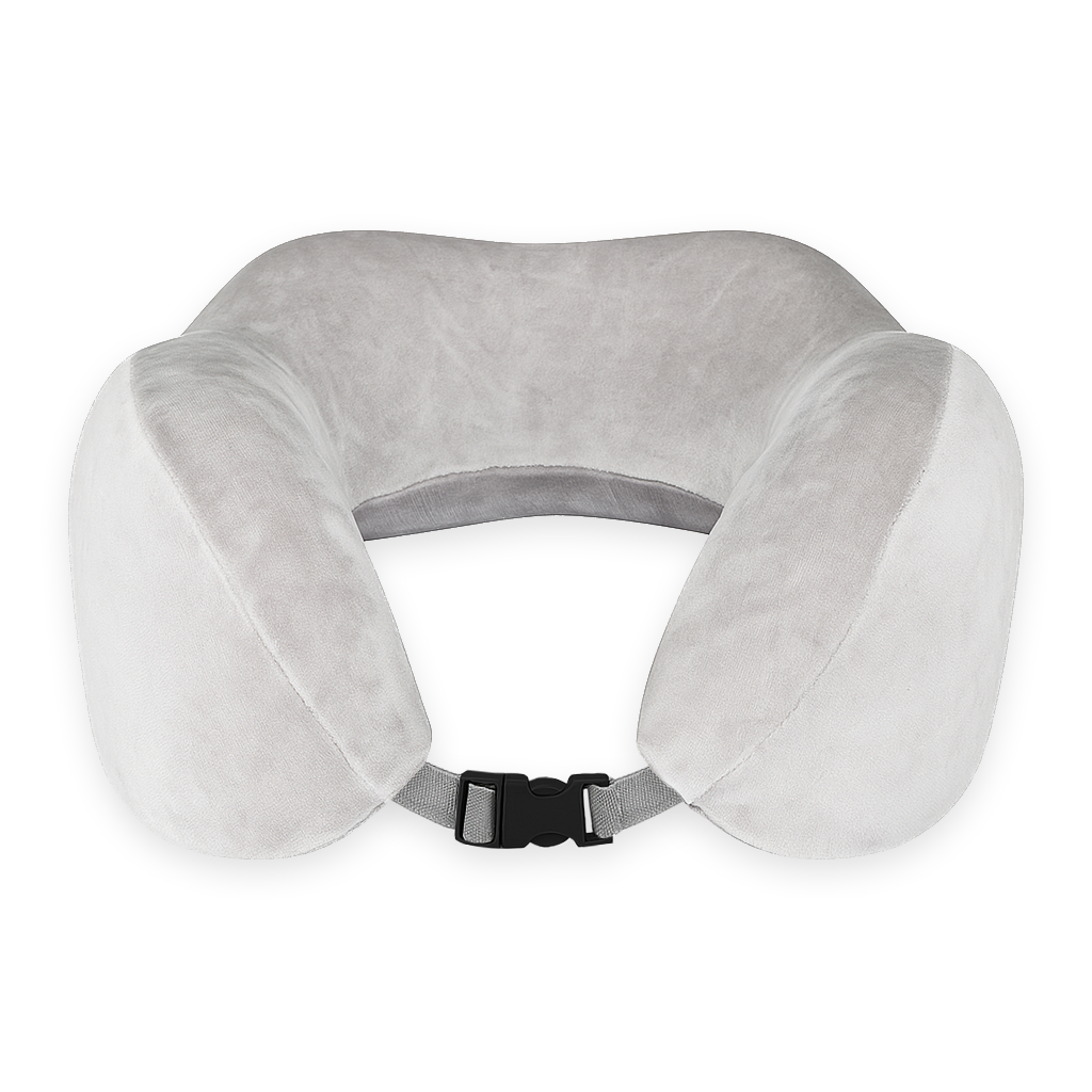 Visco Reisekissen Nackenkissen mit Memory-Foam, Baumwolle-Frottee-Bezug 27x27x13 cm