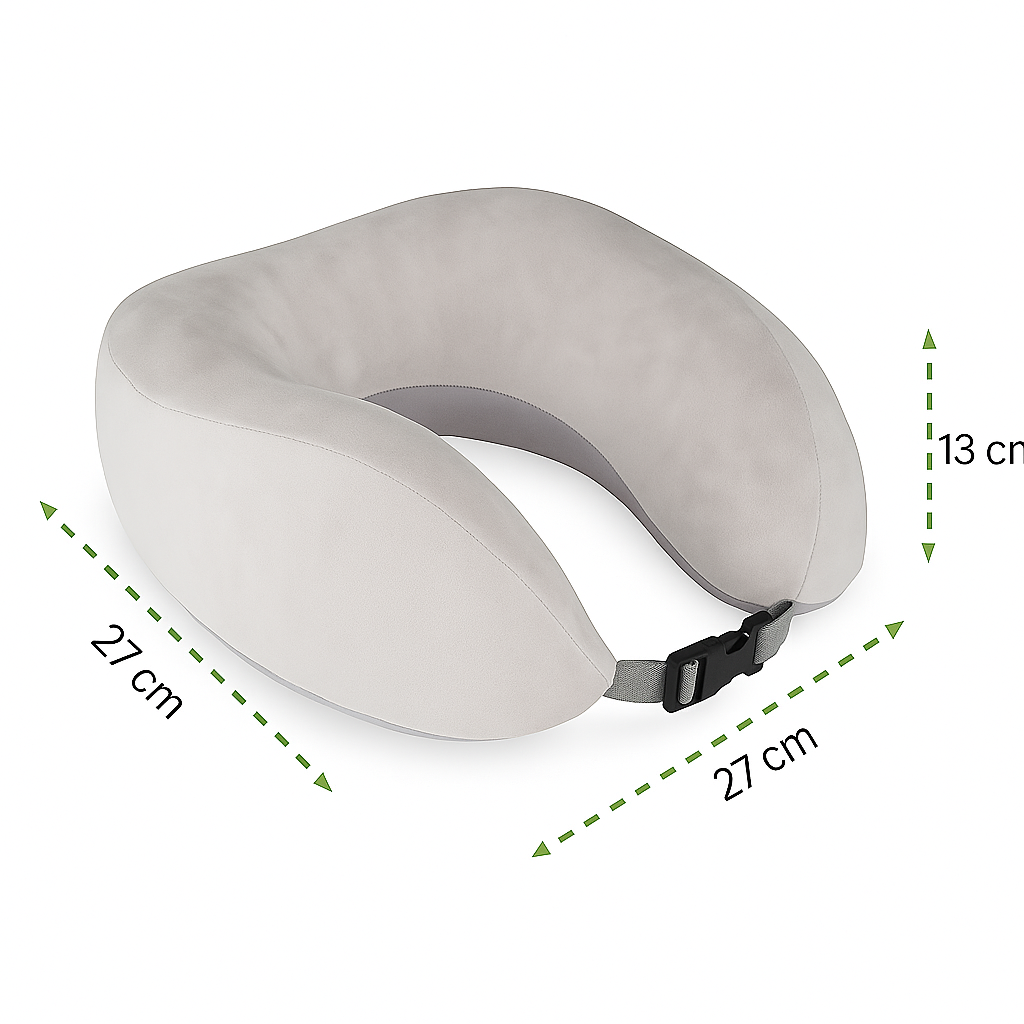 Visco Reisekissen Nackenkissen mit Memory-Foam, Baumwolle-Frottee-Bezug 27x27x13 cm