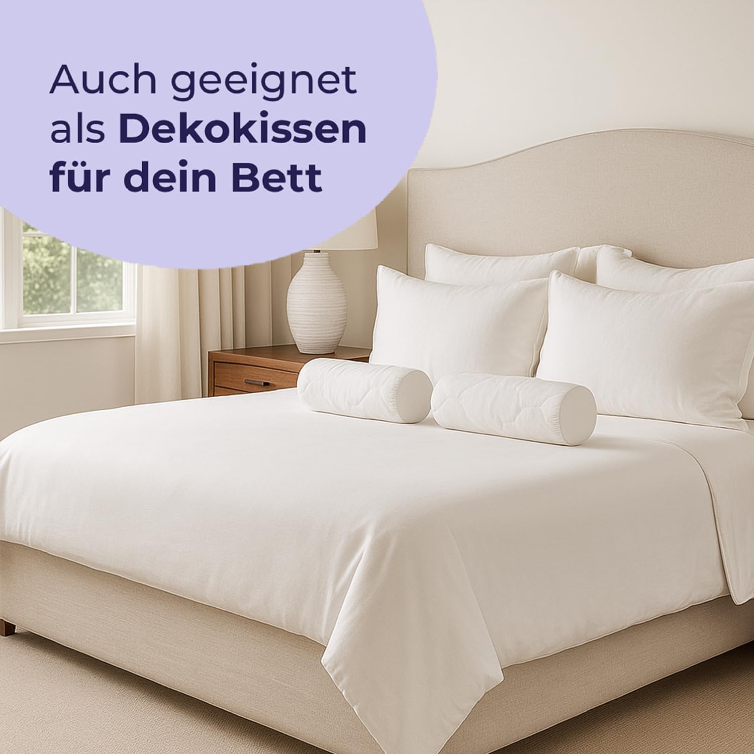Premium Perle Nackenrolle – Weiches & formstabiles Nackenstützkissen mit verstepptem Baumwollbezug