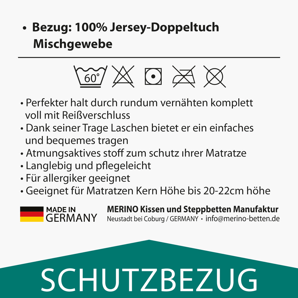 Matratzenbezug in Premium Qualität I Atmungsaktiver Matratzen Bezug mit Reißverschluss