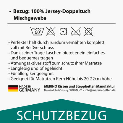 Matratzenbezug in Premium Qualität I Atmungsaktiver Matratzen Bezug mit Reißverschluss