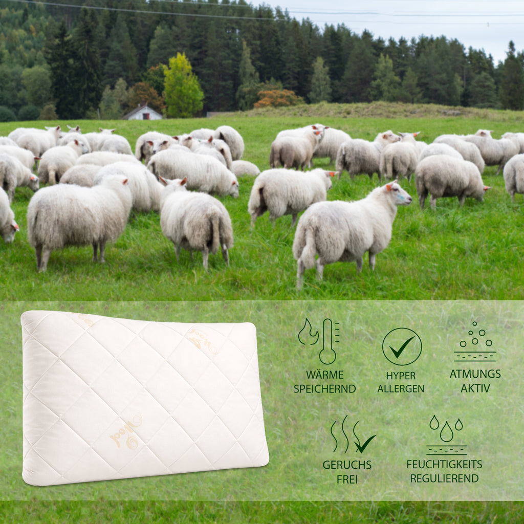 Premium Perle Schafschurwolle Kissen – Natürlich, Atmungsaktiv & Temperaturregulierend
