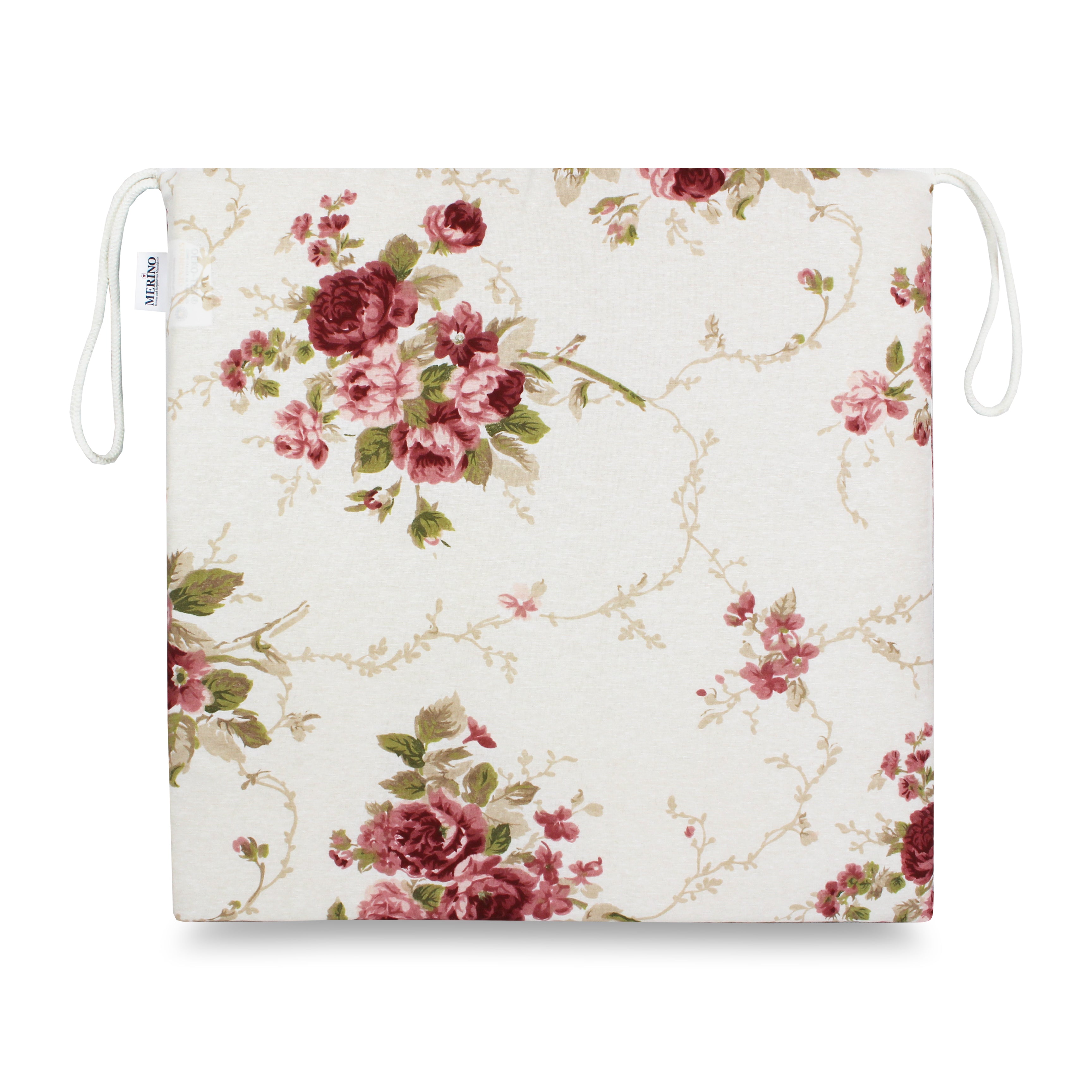 Merino Stuhlsitzkissen Rosenmuster – 4er Set für Innen & Außen
