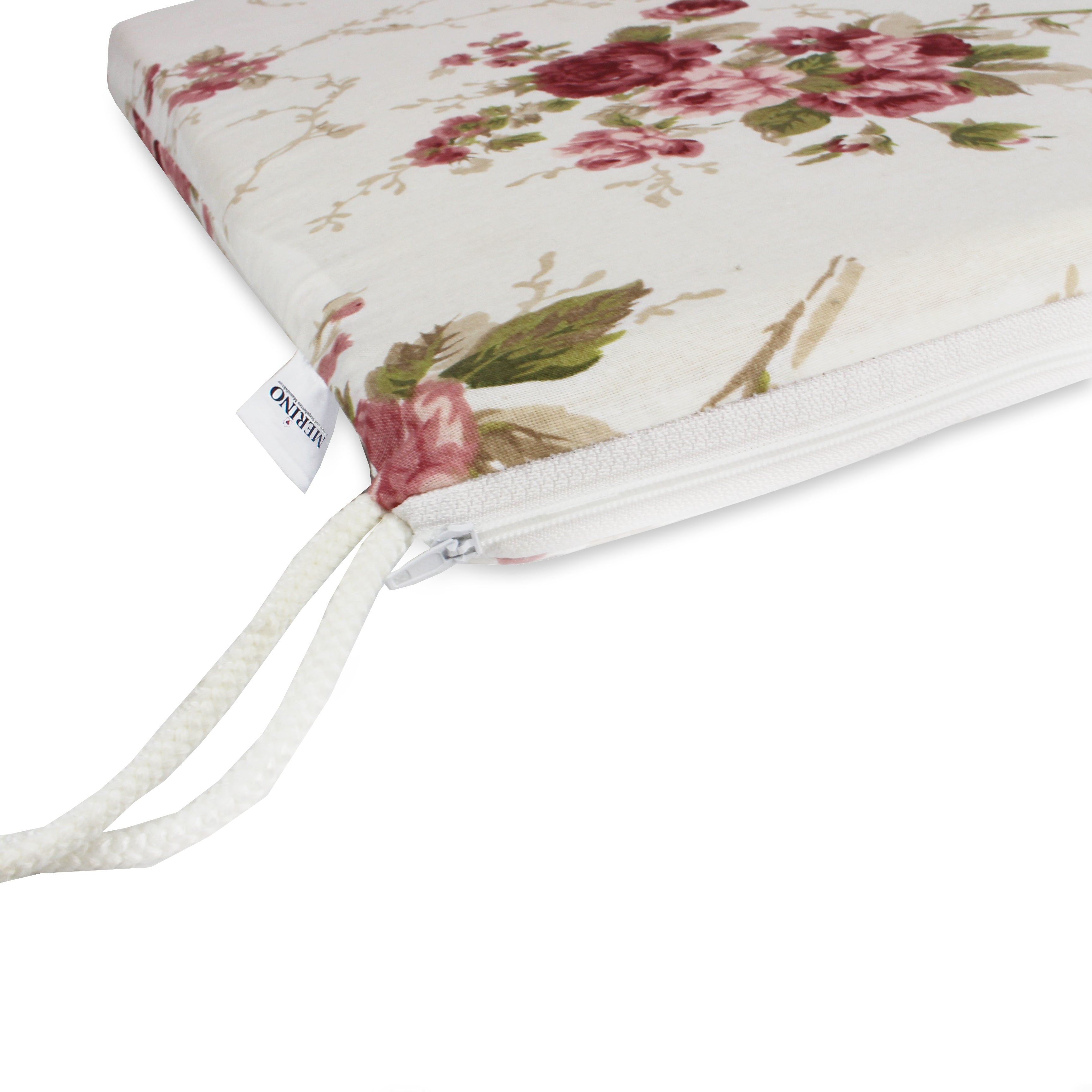 Merino Stuhlsitzkissen Rosenmuster – 4er Set für Innen & Außen