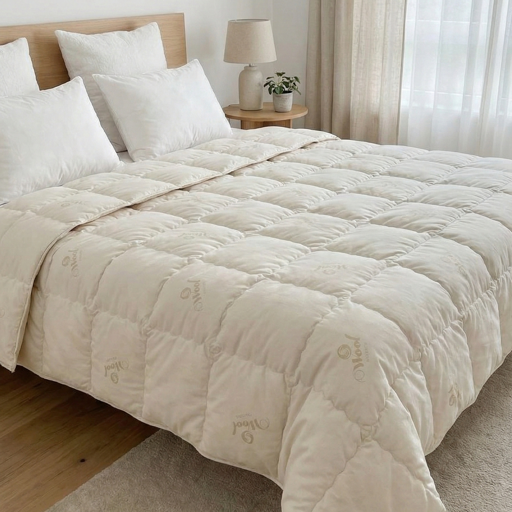 Premium Schafschurwolle Steppbettdecke – Natürlich & Atmungsaktiv