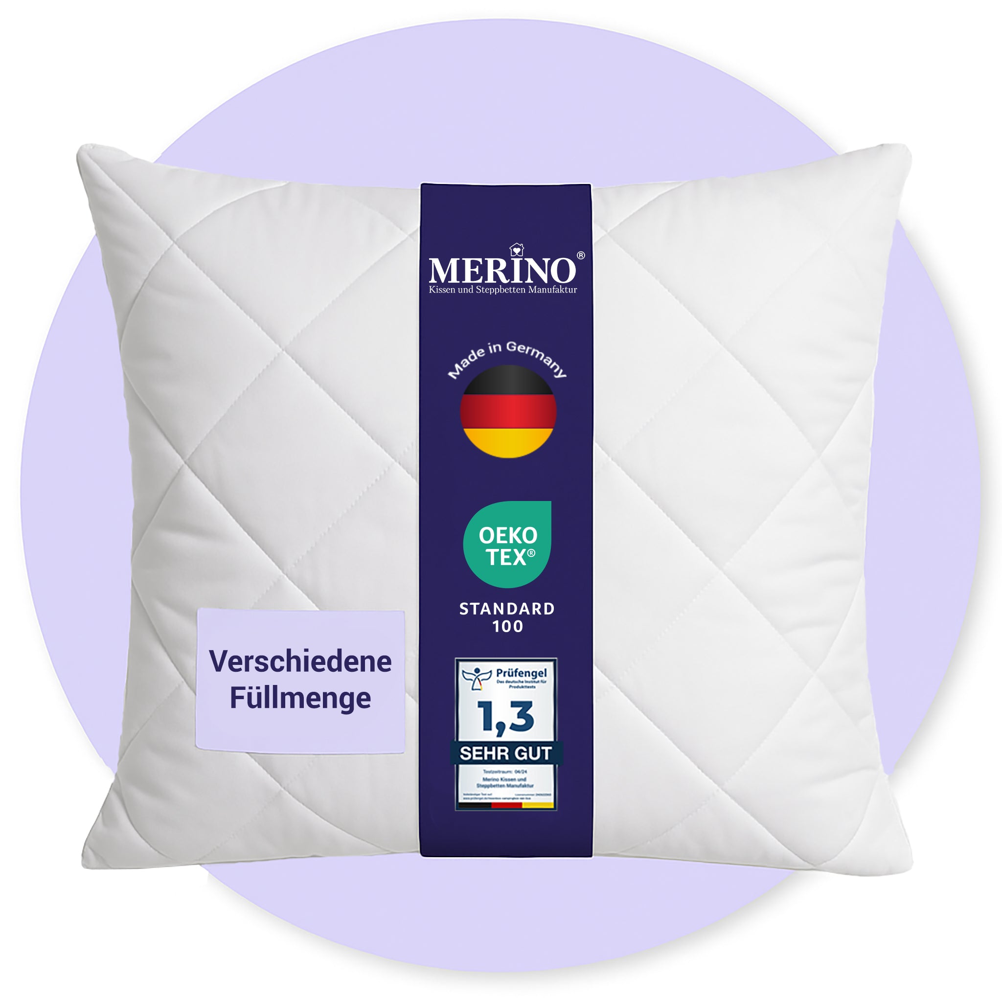 Serie “Perle” Premium Kopfkissen - Verstepptes Kissen mit Reißverschluss