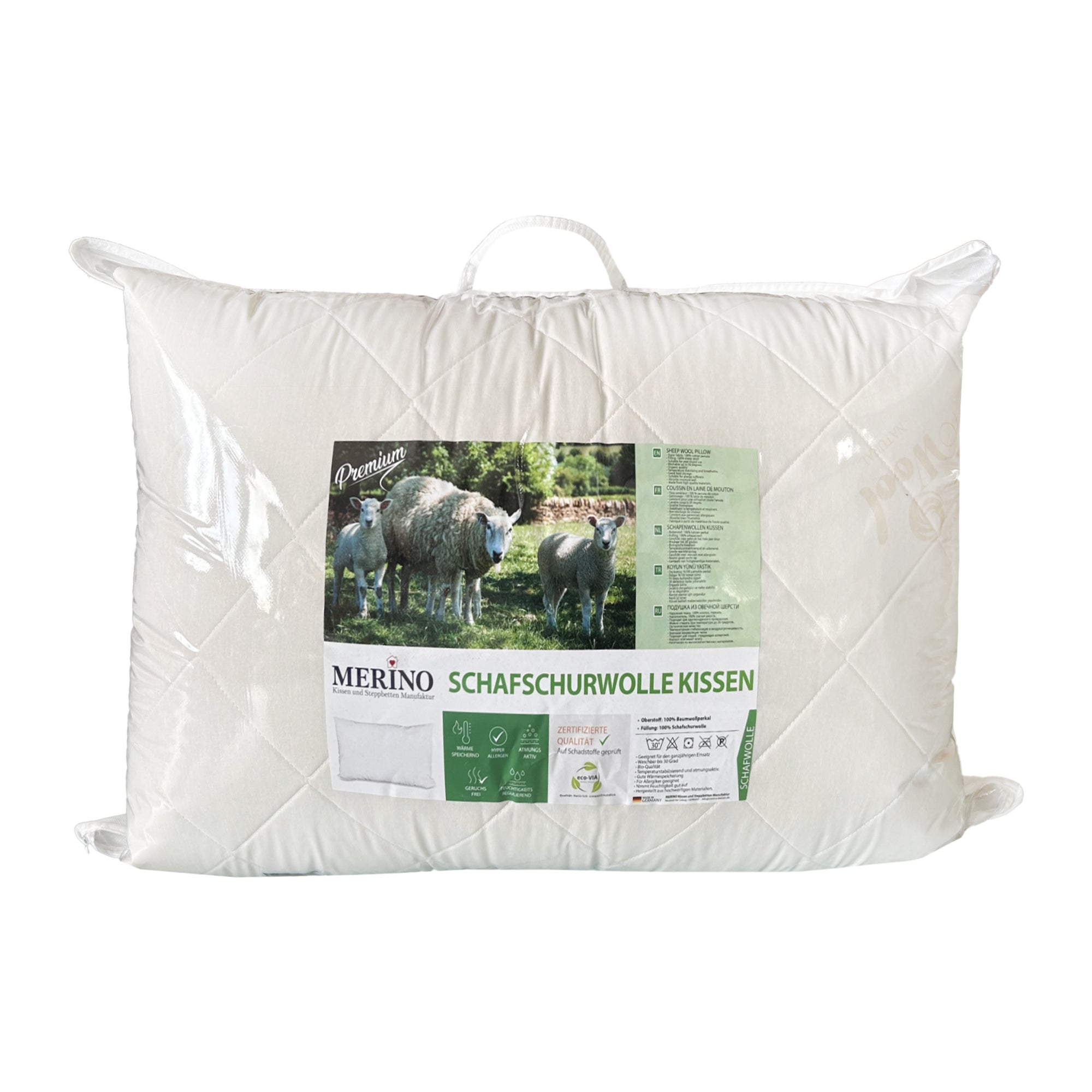 Premium Perle Schafschurwolle Kissen – Natürlich, Atmungsaktiv & Temperaturregulierend