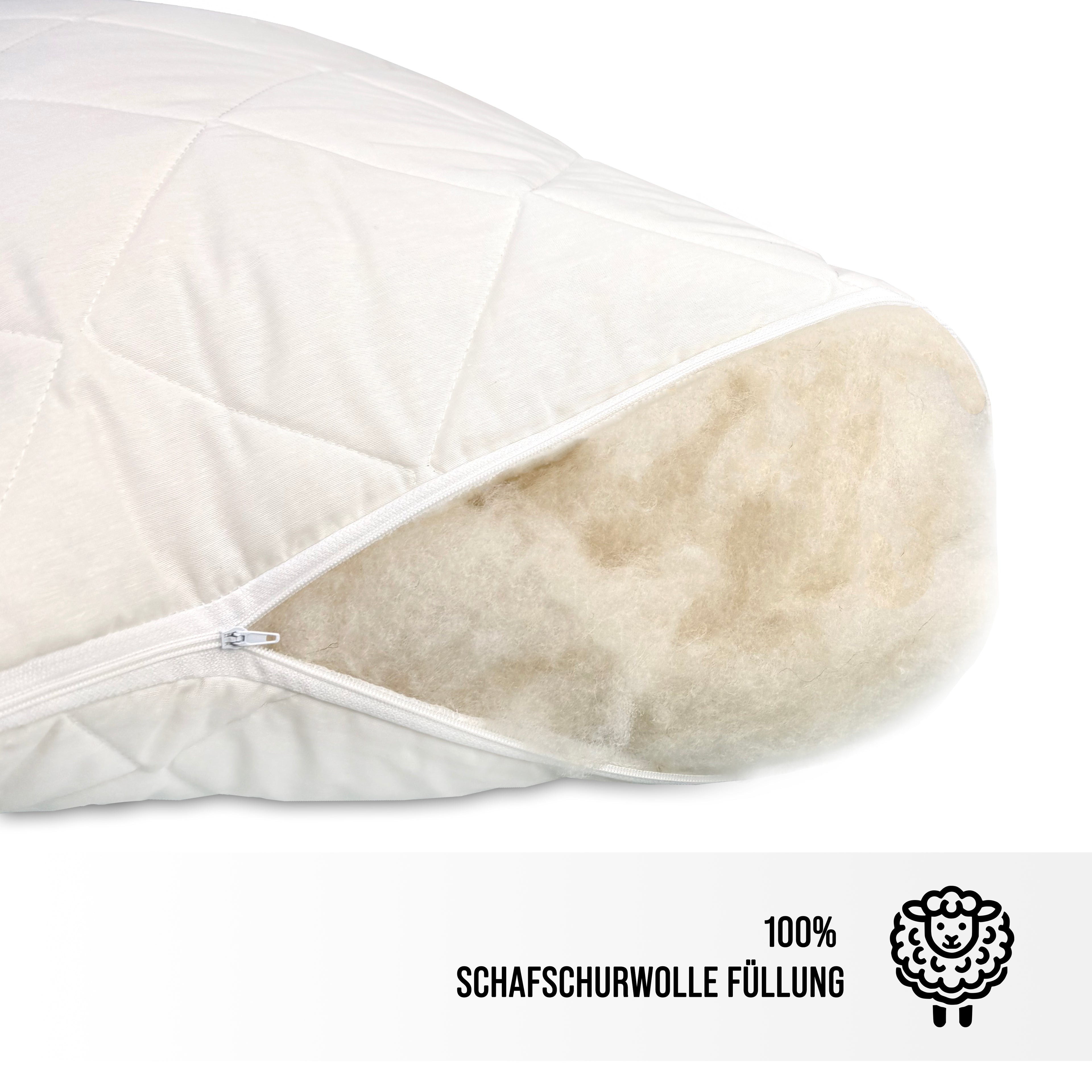 Premium Perle Schafschurwolle Kissen – Natürlich, Atmungsaktiv & Temperaturregulierend