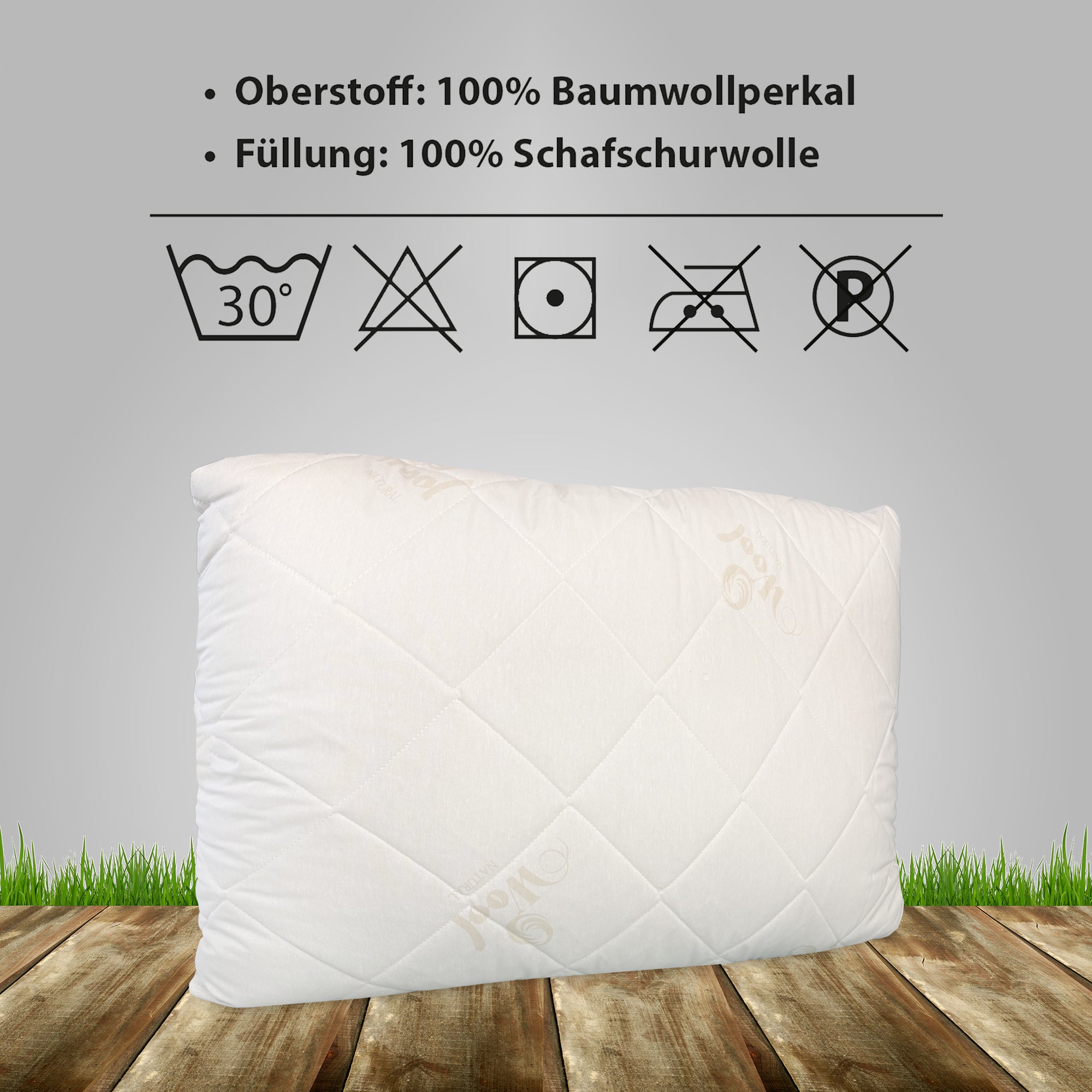 Premium Perle Schafschurwolle Kissen – Natürlich, Atmungsaktiv & Temperaturregulierend