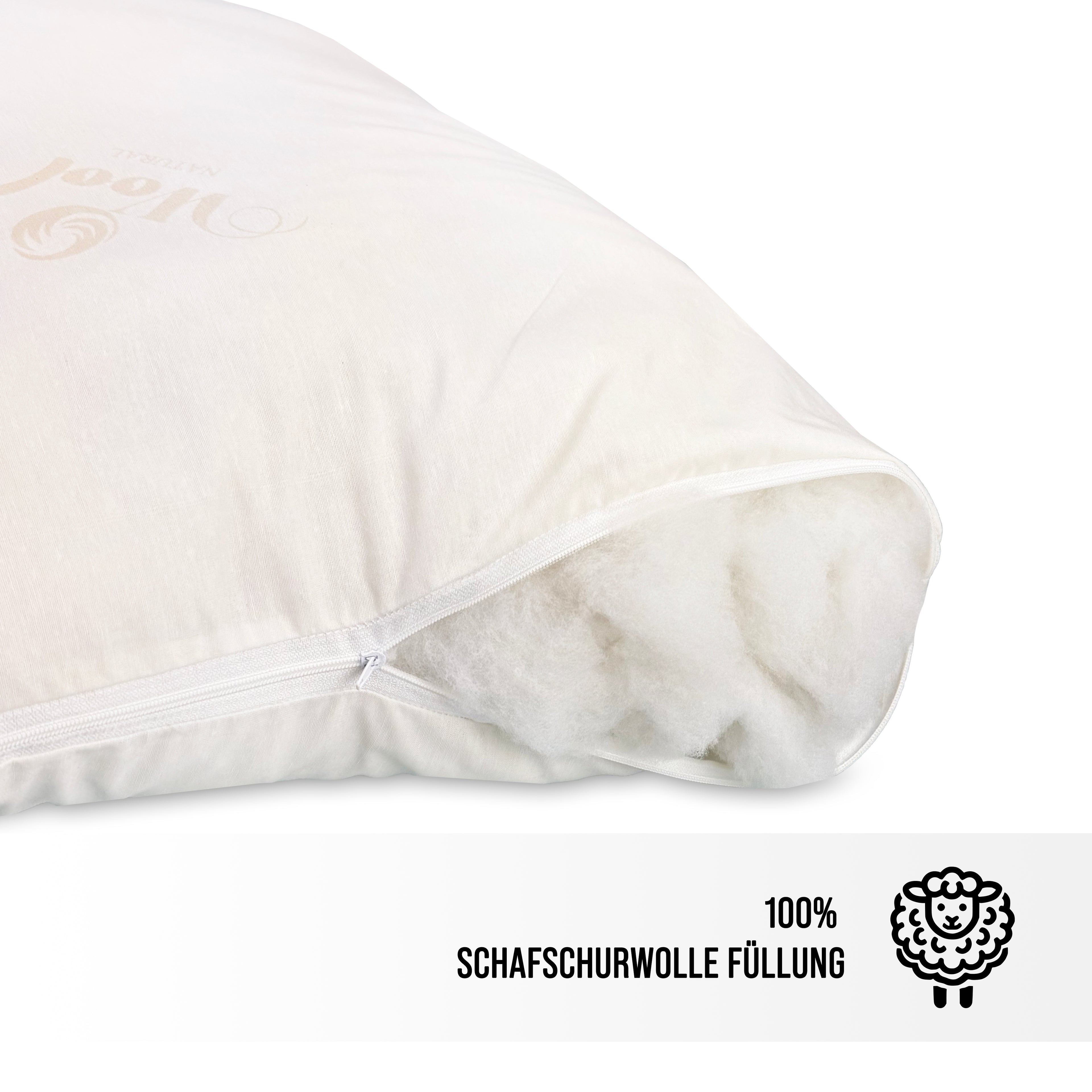 Premium Standart Schafschurwolle Kissen – Natürlich, Atmungsaktiv & Temperaturregulierend