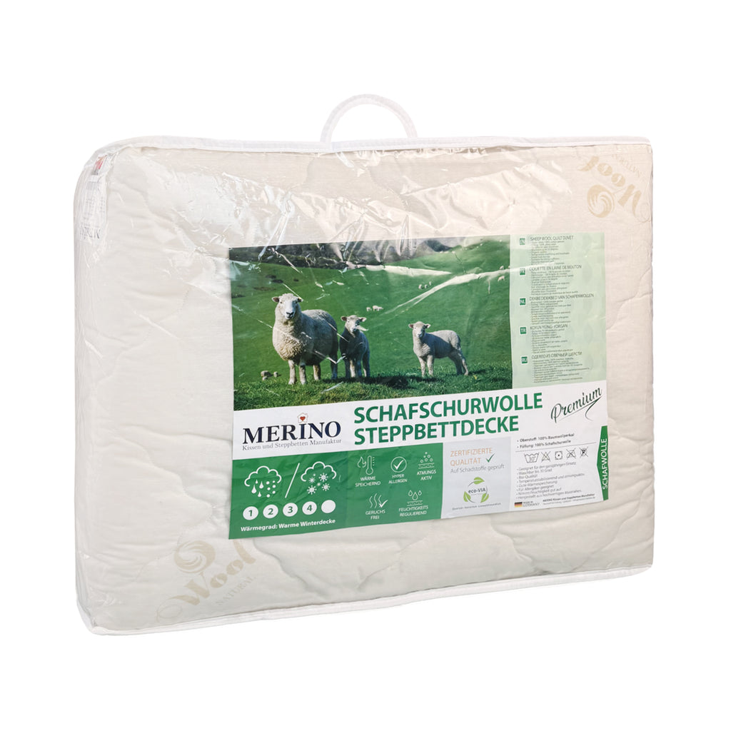 Premium Schafschurwolle Steppbettdecke – Natürlich & Atmungsaktiv
